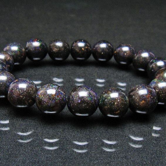 ブラックオパール ブレスレット 11mm 一点物 111-37562