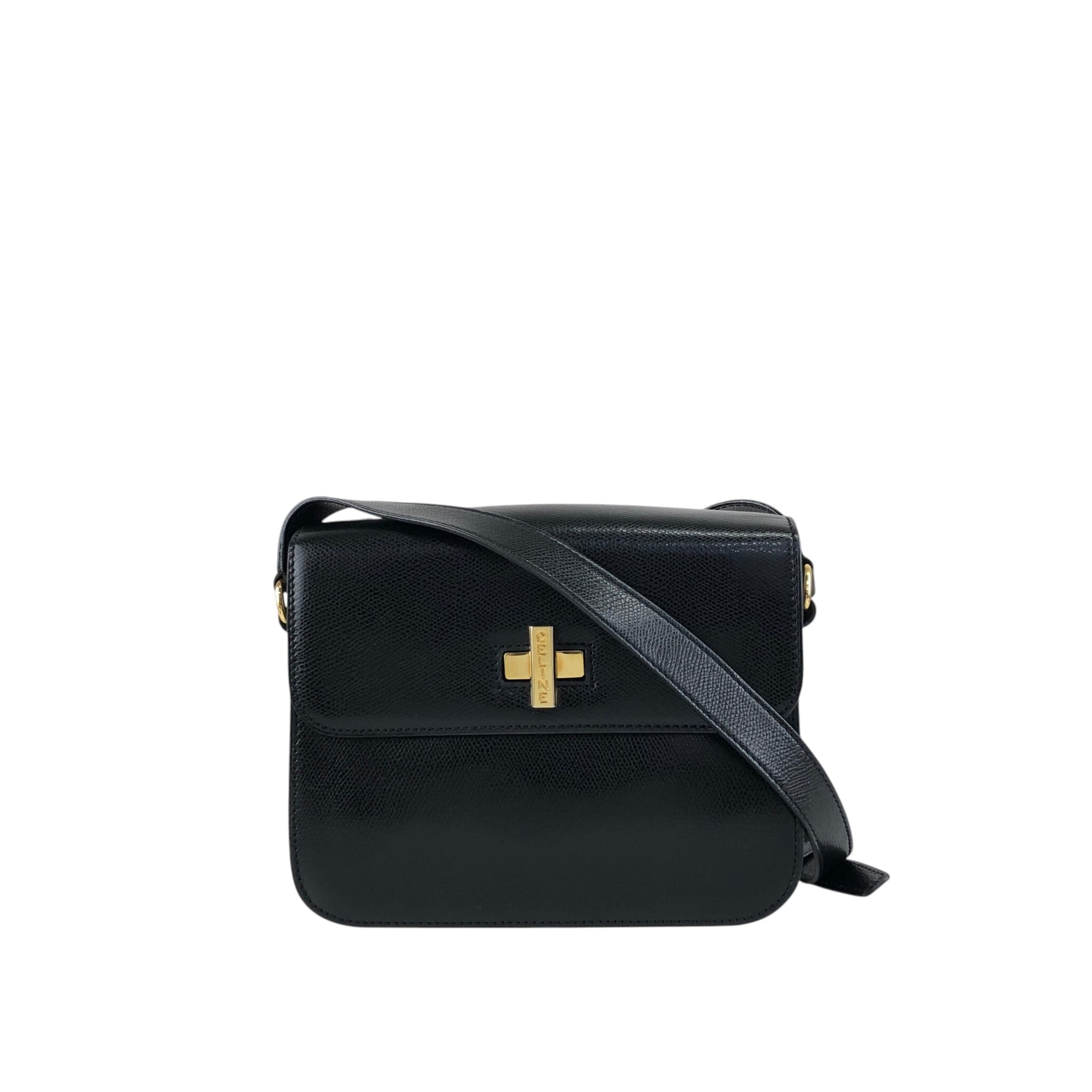 CELINE セリーヌ ショルダーバッグ ブラック ターンロック レザー