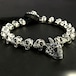 LEATHER BRACELET 18 SKULL BEADS [WOLF] with SAPPHIRE / 18スカルビーズレザーブレスレット・ウルフサファイアアイズ