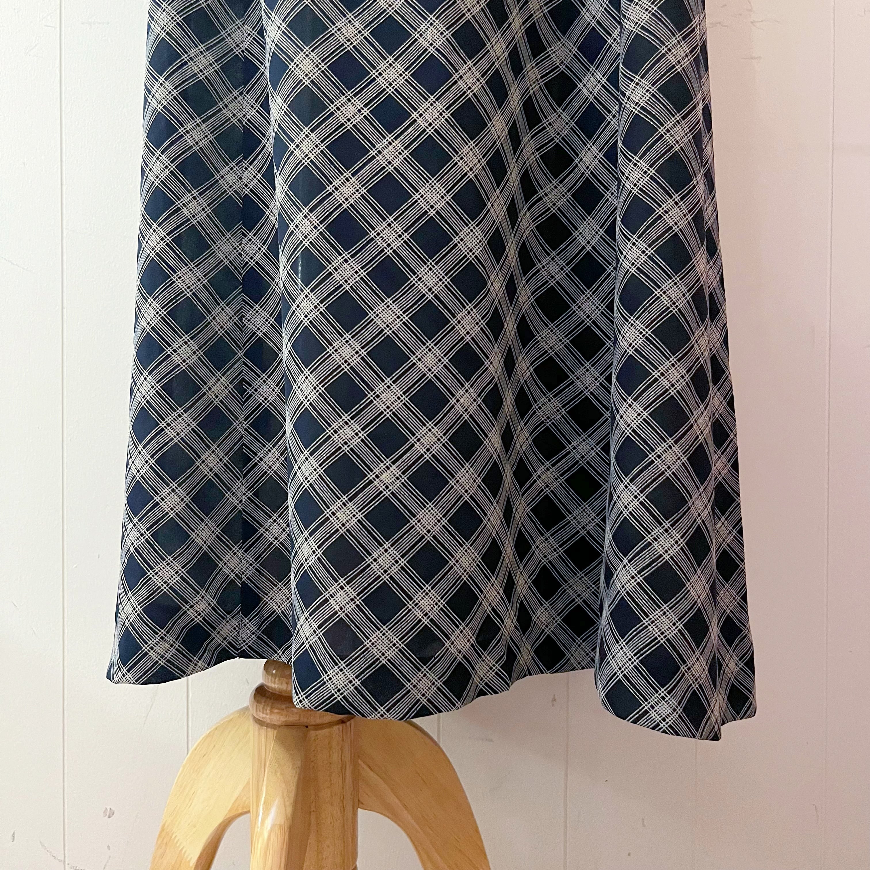 navy plaid sleeve less one-piece