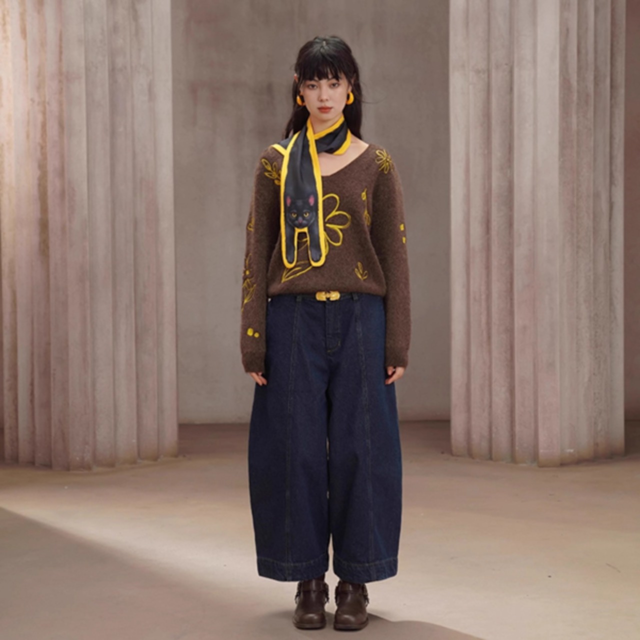 藍の庭を歩く幻のワイドデニム 《C0260》