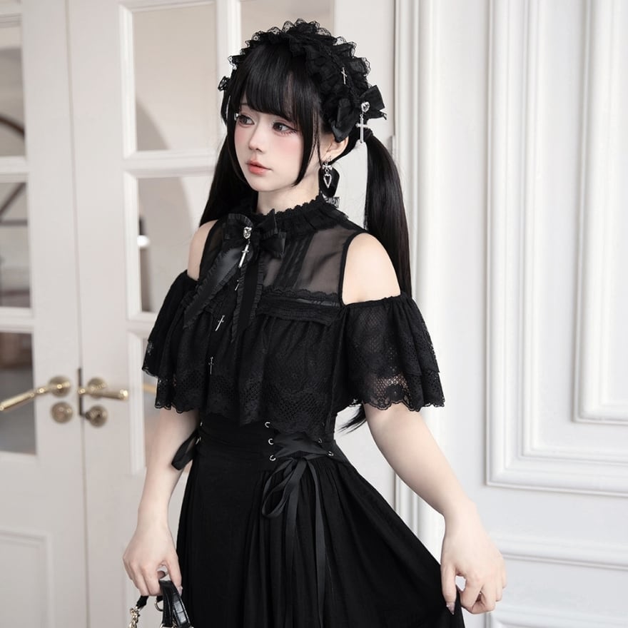 With ゴスロリ ダークプリンセス ワンピース ロングドレス