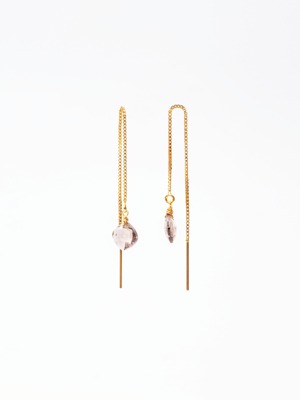 スモーキークォーツチェーンピアス