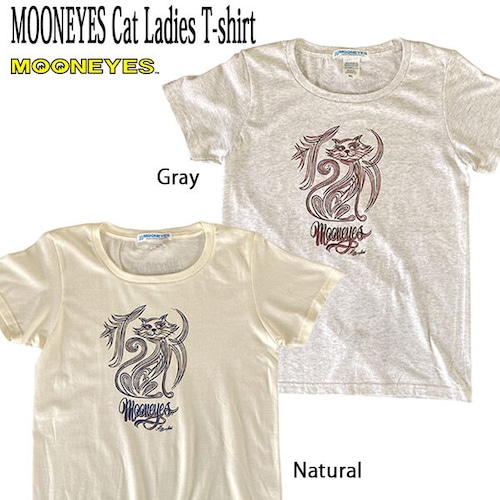 MOONEYES Cat Ladies T-shirt キャット レディース Tシャツ 猫 ピンストライプ Wildman石井 MOONEYES ムーンアイズ