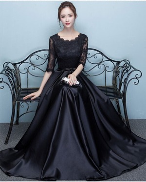 ★送料無料★9号（M)☆つるつる光沢サテンロングドレス(OPN3554)