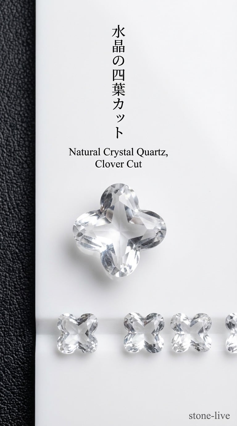 水晶　四つ葉 上穴あり 8㎜　 381円／粒　6粒から　｜K0092