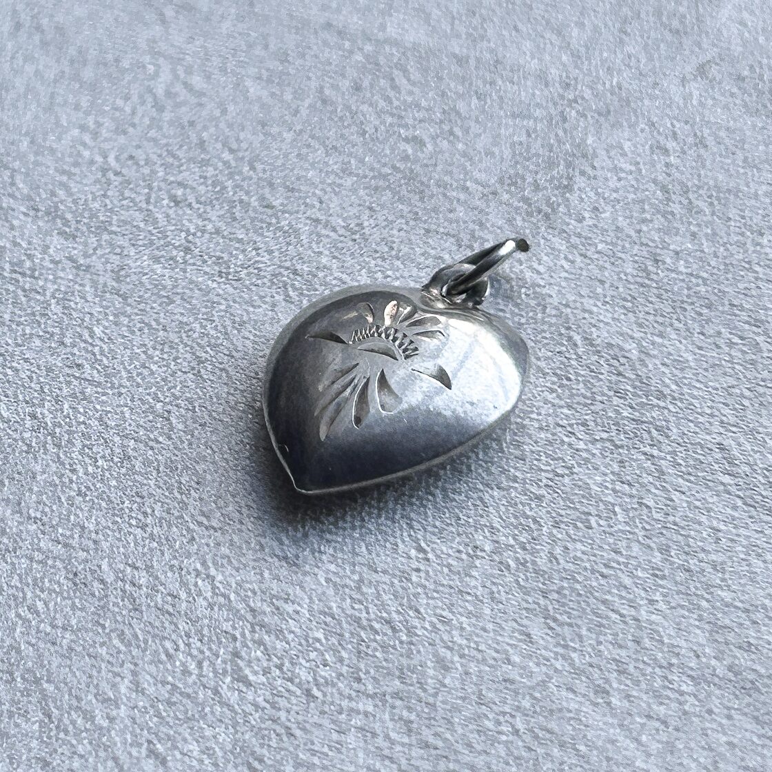 30~40s Sweet Heart jewelry Puffy Heart Sterling WWⅡ Forget me not 