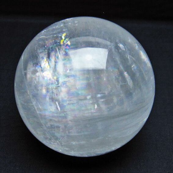 カルサイト 丸玉 虹入り 85mm ホワイトカルサイト スフィア 一点物  151-4980