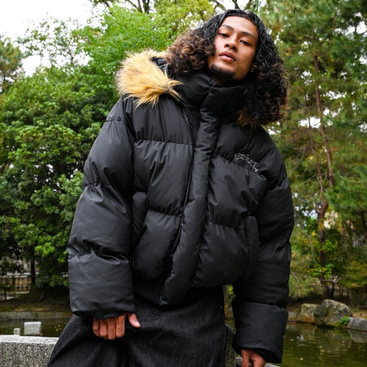 OG LOGO LUXURY FUR PUFFER JACKET