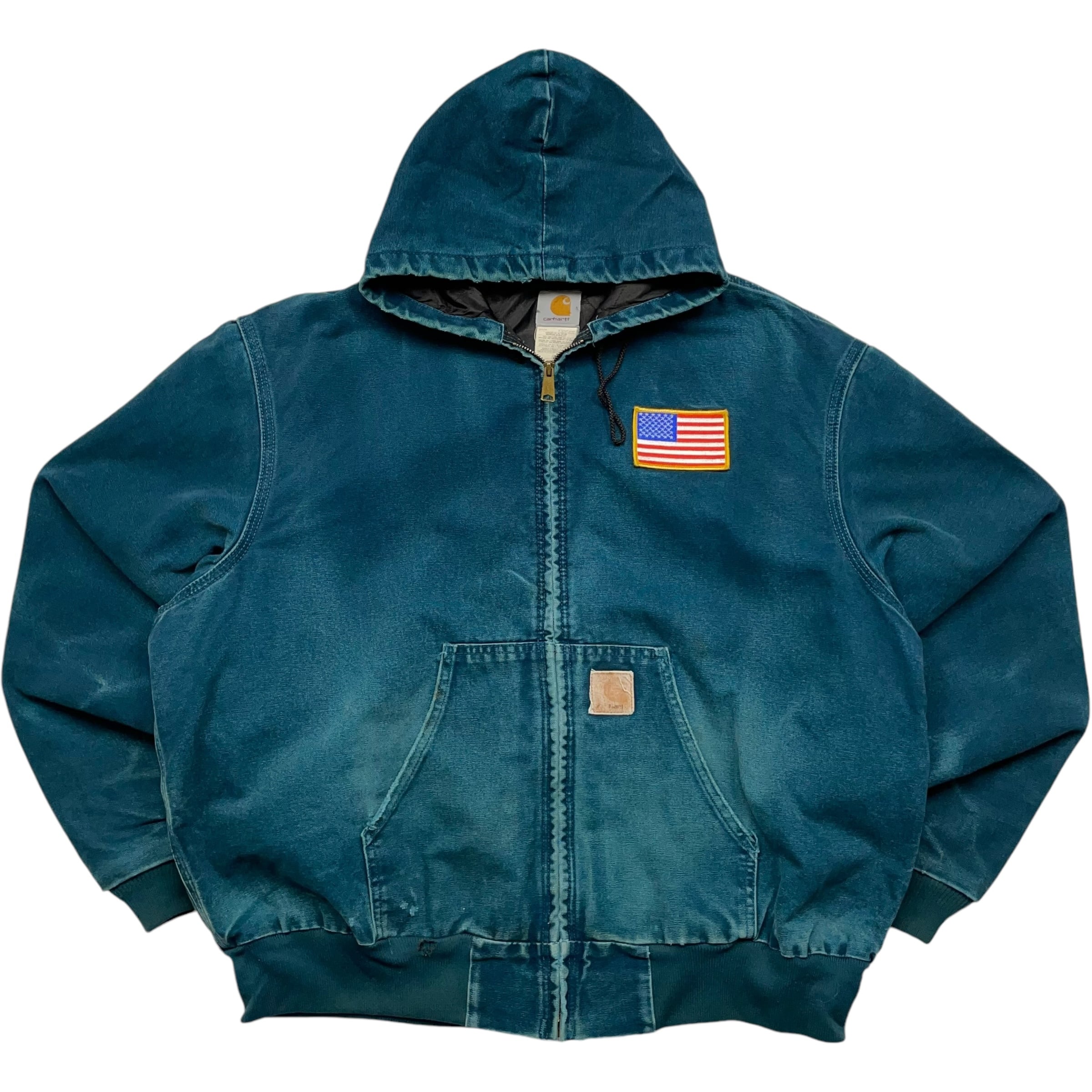 《2XL》 Carhartt カーハート アクティブジャケット ダックジャケット ワンポイント USA 刺繍デザイン 希少カラー 90年代〜 no.4482