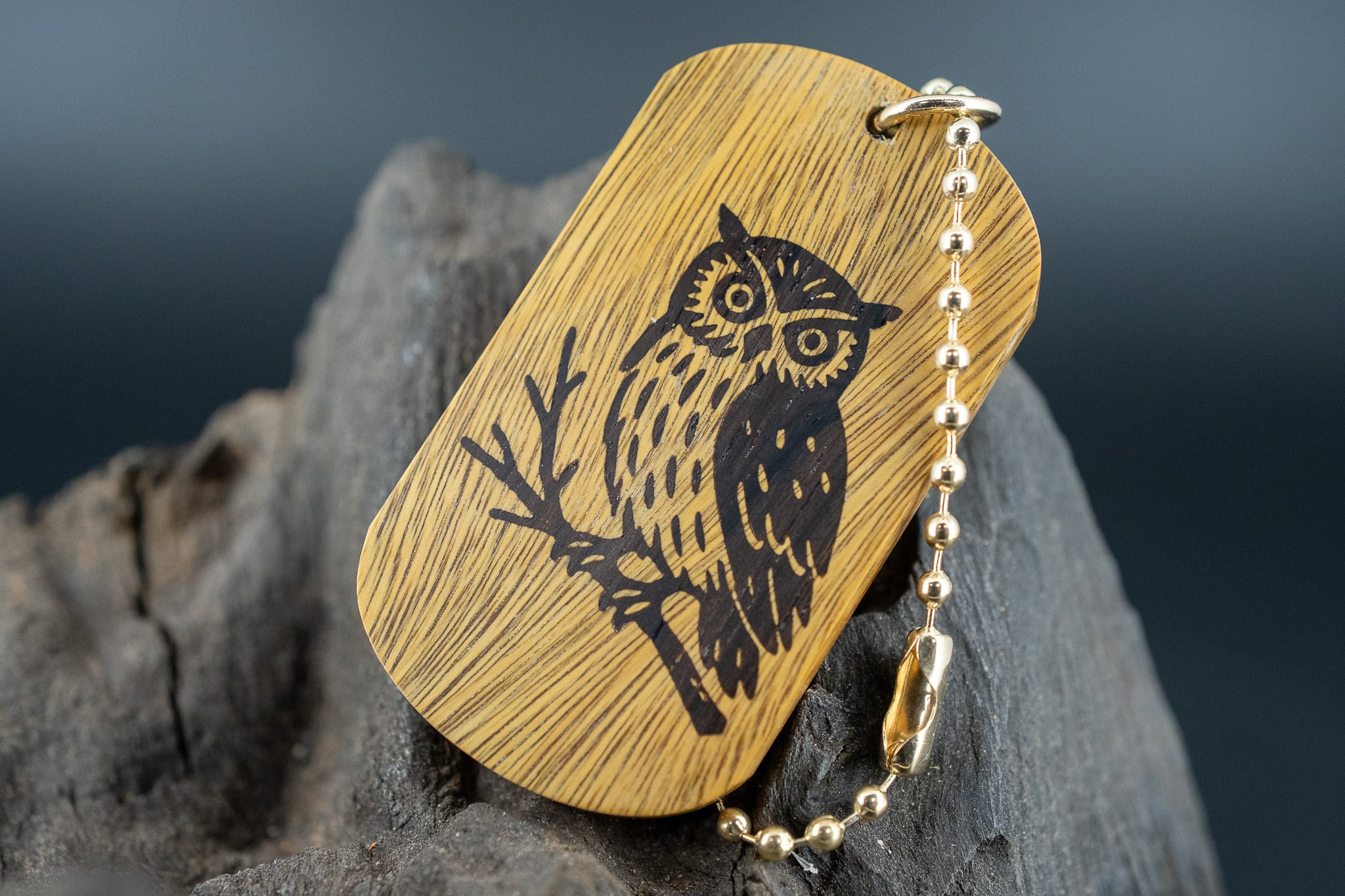 【翡翠の木】 パロサント ドッグタグ 象嵌