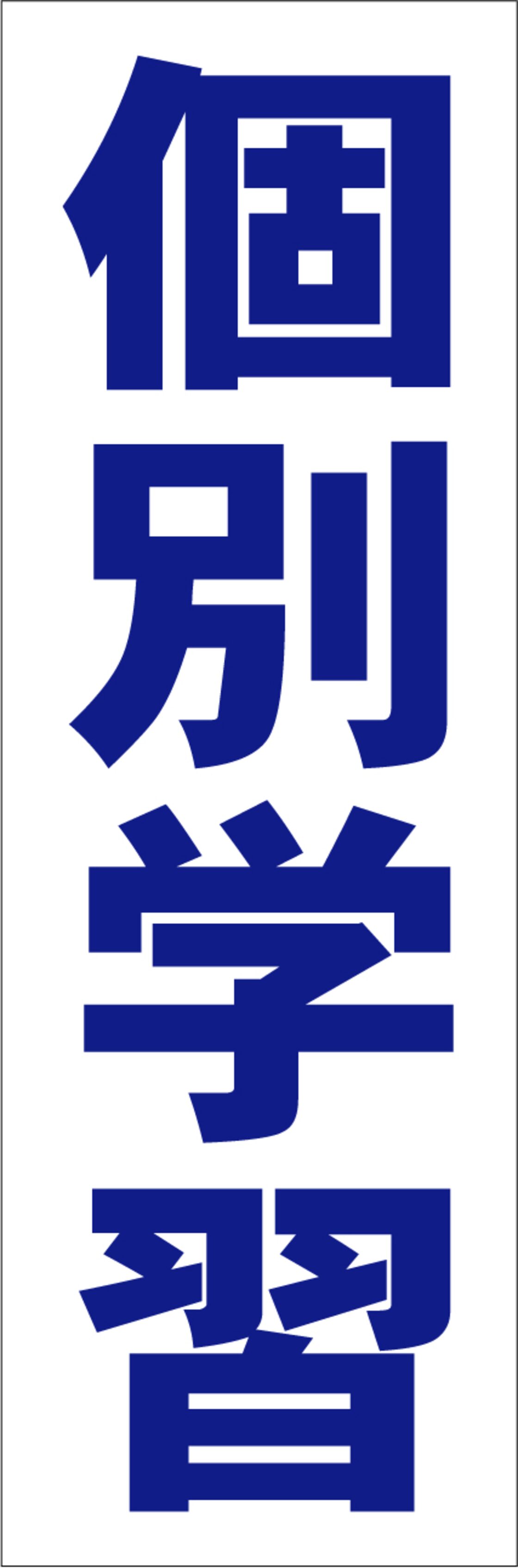 シンプル短冊型看板ロング「個別学習（青）」【スクール・教室・塾 