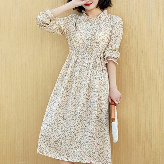 レトロワンピース レトロワンピ ワンピース ワンピ 通販ワンピース 通販ワンピ 通販 レディース 女性用 花柄 レトロ パールボタン フリル 長袖 ひざ丈 フラワー デート 食事会 女子会 お呼ばれ お出かけ 旅行 普段着 大人かわいい 人気 定番 春 おすすめ トレンド