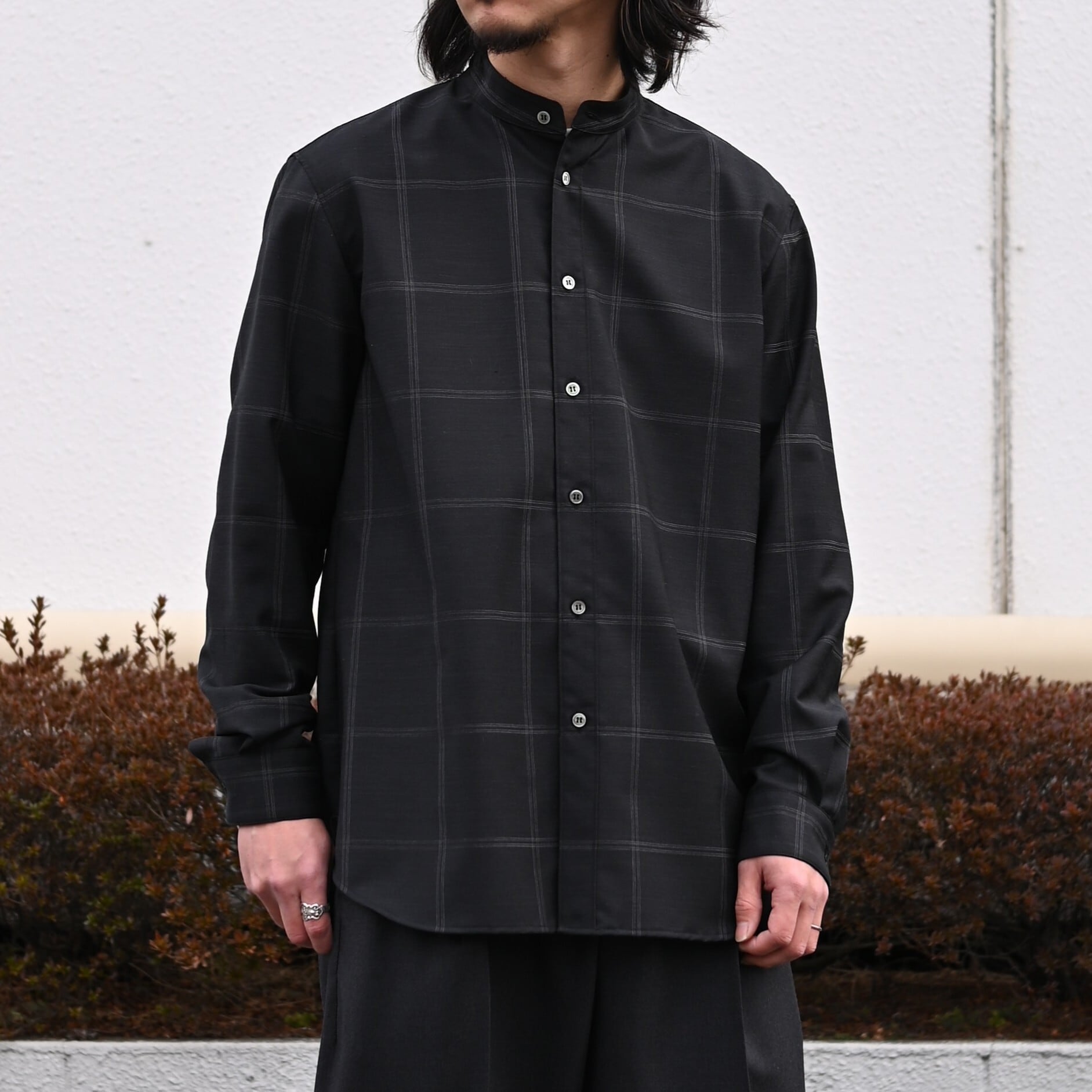 山内 / ノーミュールシングウール・ビッグウィンドウペンシャツ