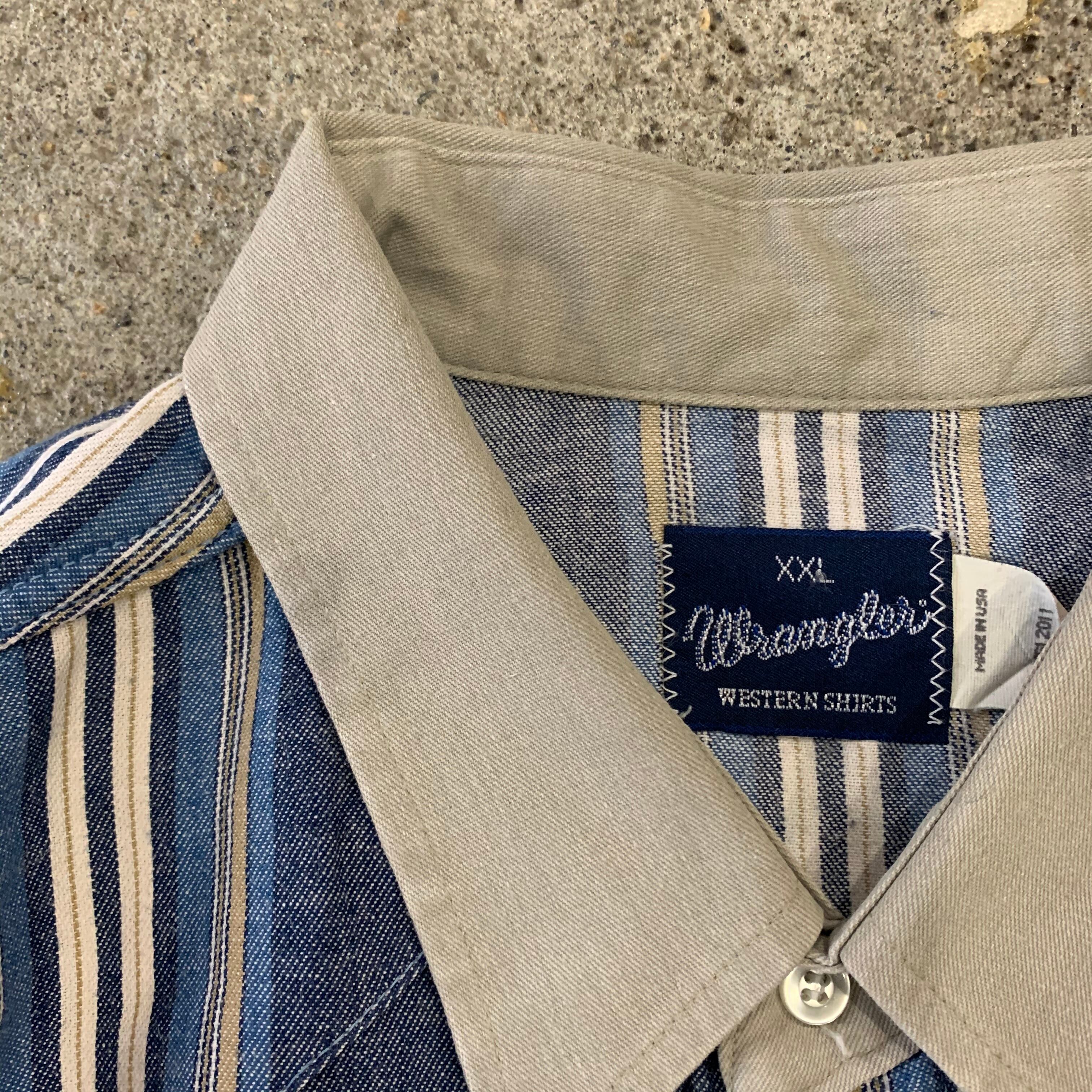 90s wrangler L/S stripe western shirt | What'z up