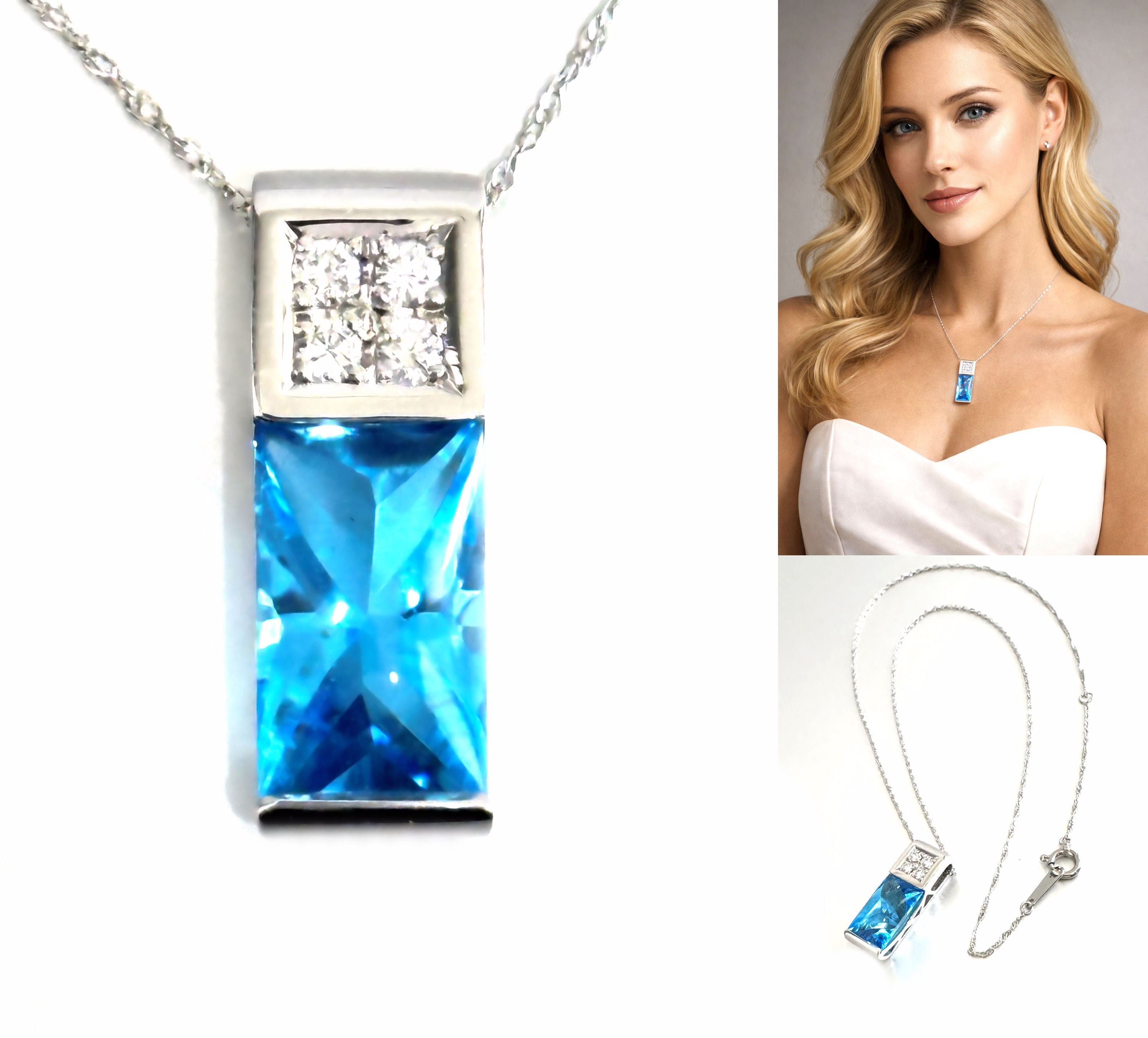TASAKI タサキ 田崎 ブルートパーズ ダイヤモンド ネックレス 0.11ct PT900 プラチナ ペンダント プラチナ PT850 スクリューチェーン セット アジャスター付き