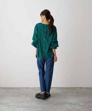 No.58503 プリントボリュームスリーブブラウス  Green