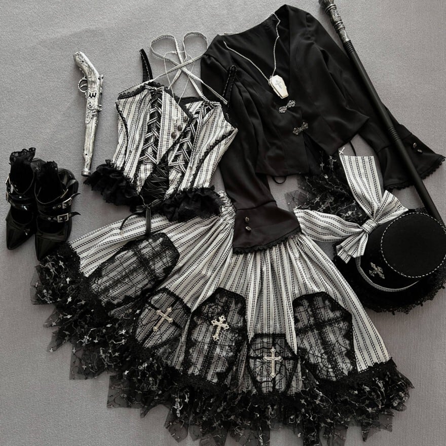棺魔師の教会モチーフ3点セット｜修道女風で静謐ゴスロリ上下完成