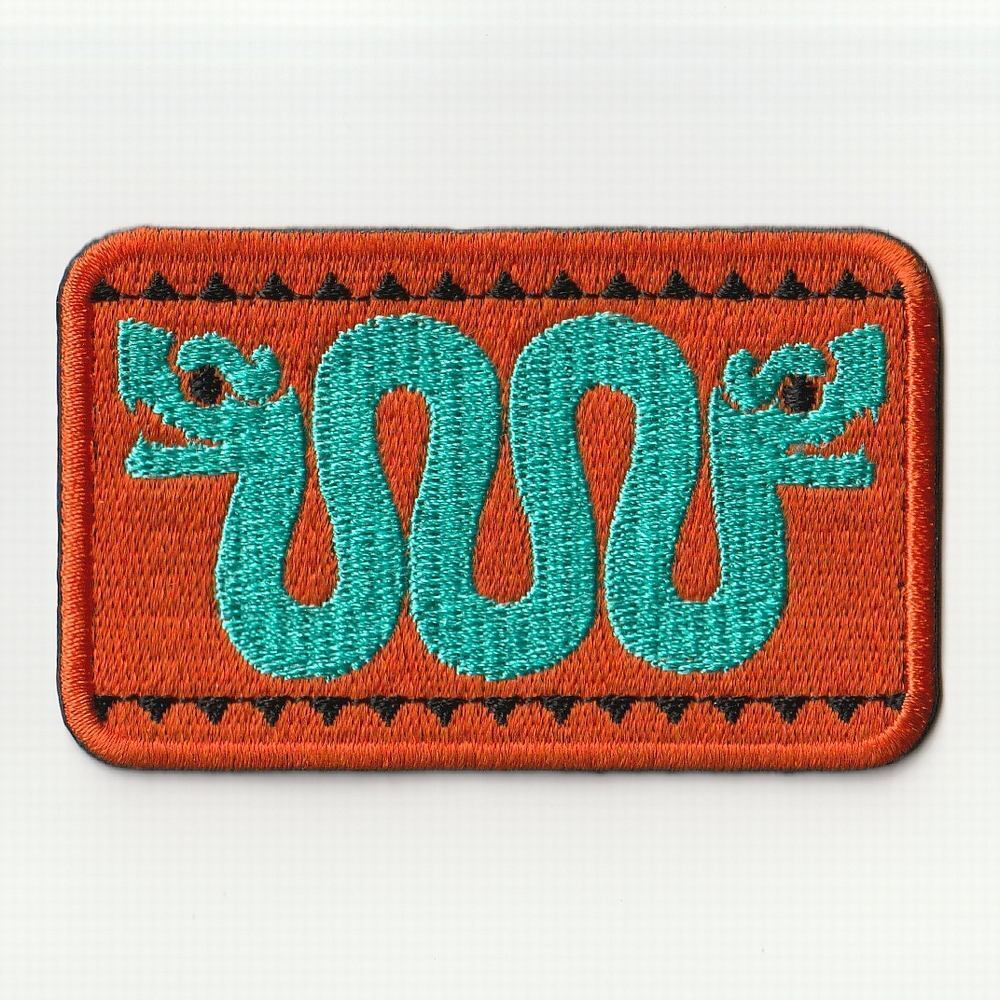 フォークロア 刺繍パッチ（アステカ 双頭の蛇）