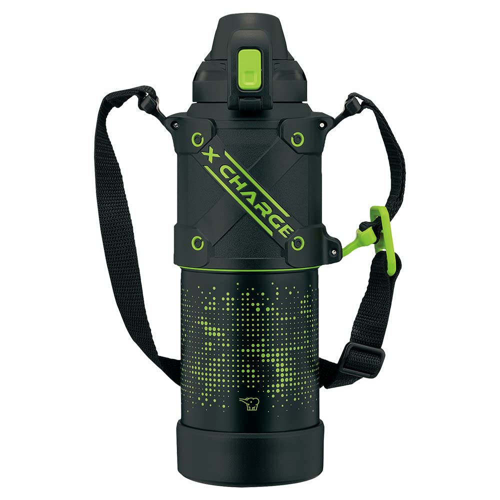 【数量限り】象印マホービン(ZOJIRUSHI) 水筒 シームレスせん スポーツタイプ 大容量 1.0L 直飲み ステンレスクールボトル ライムブラック せんとパッキン一体化 お手入れ簡単 洗う点数2点のみ SD-HA10-BG