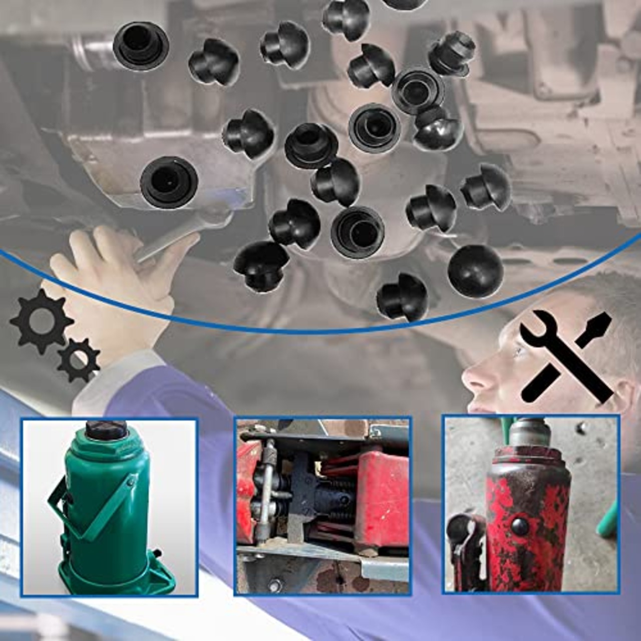 ジャックオイルプラグ ゴム製オイルフィラープラグ（20個ブラック）油圧ゴム油入りプラグ ジャック補修部品 プラグ ゴム栓