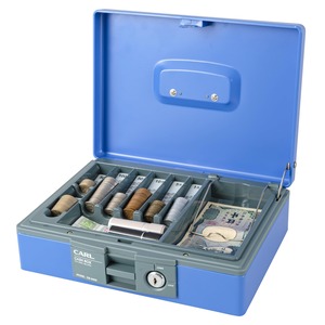 【人気】カール事務器 手提げ金庫 キャッシュボックス A5 ブルー CB-8400-B
