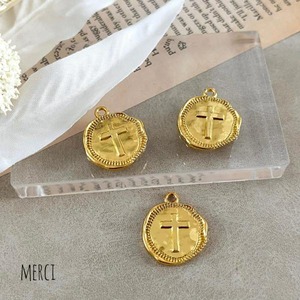 ゴールドクロスラウンドチャーム/十字架/