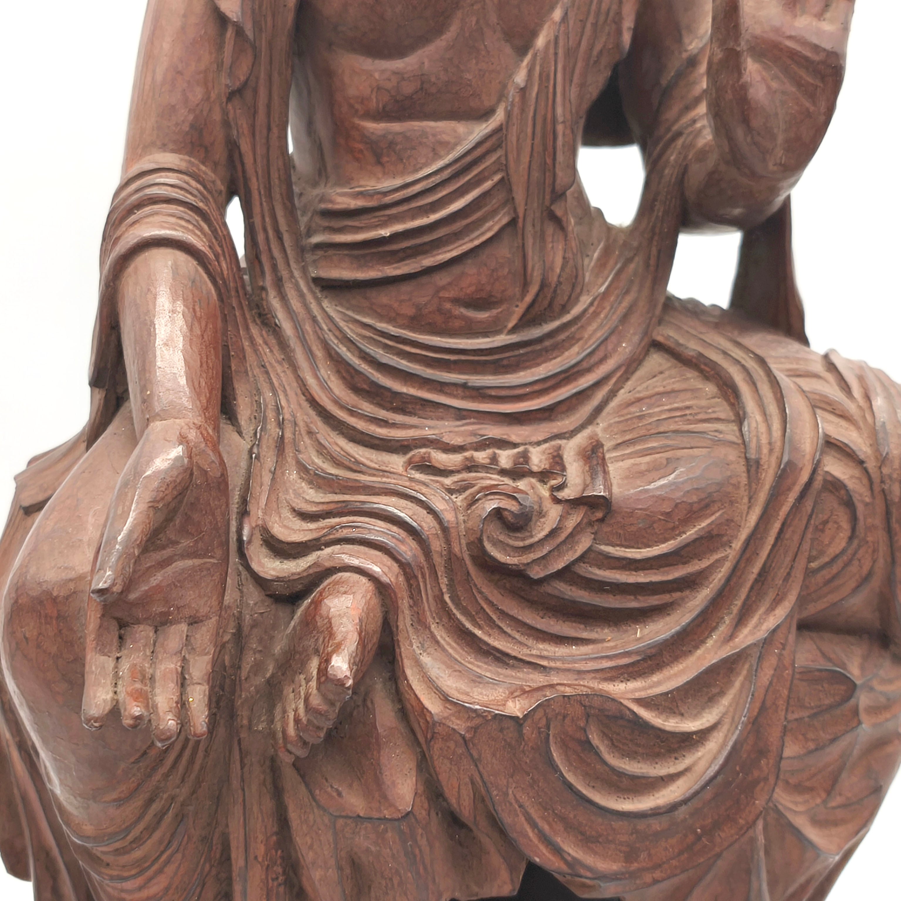 伝如意輪観音・菩薩半跏像・木彫・仏像・全長約48㎝・置物・No.250615