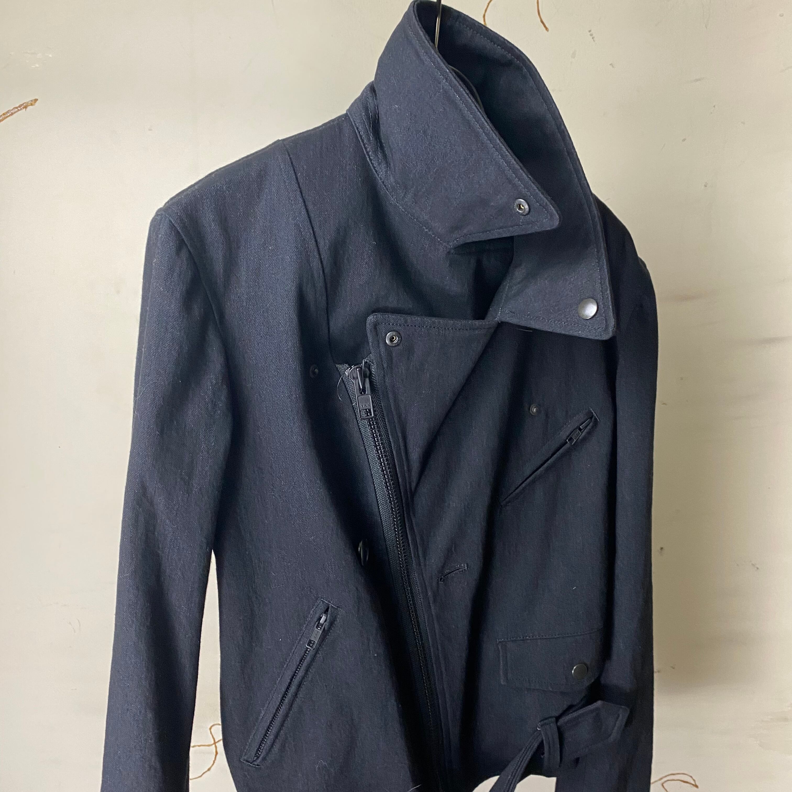 REGULATION YOHJI YAMAMOTO black cotton riders jacket | NOIR ONLINE