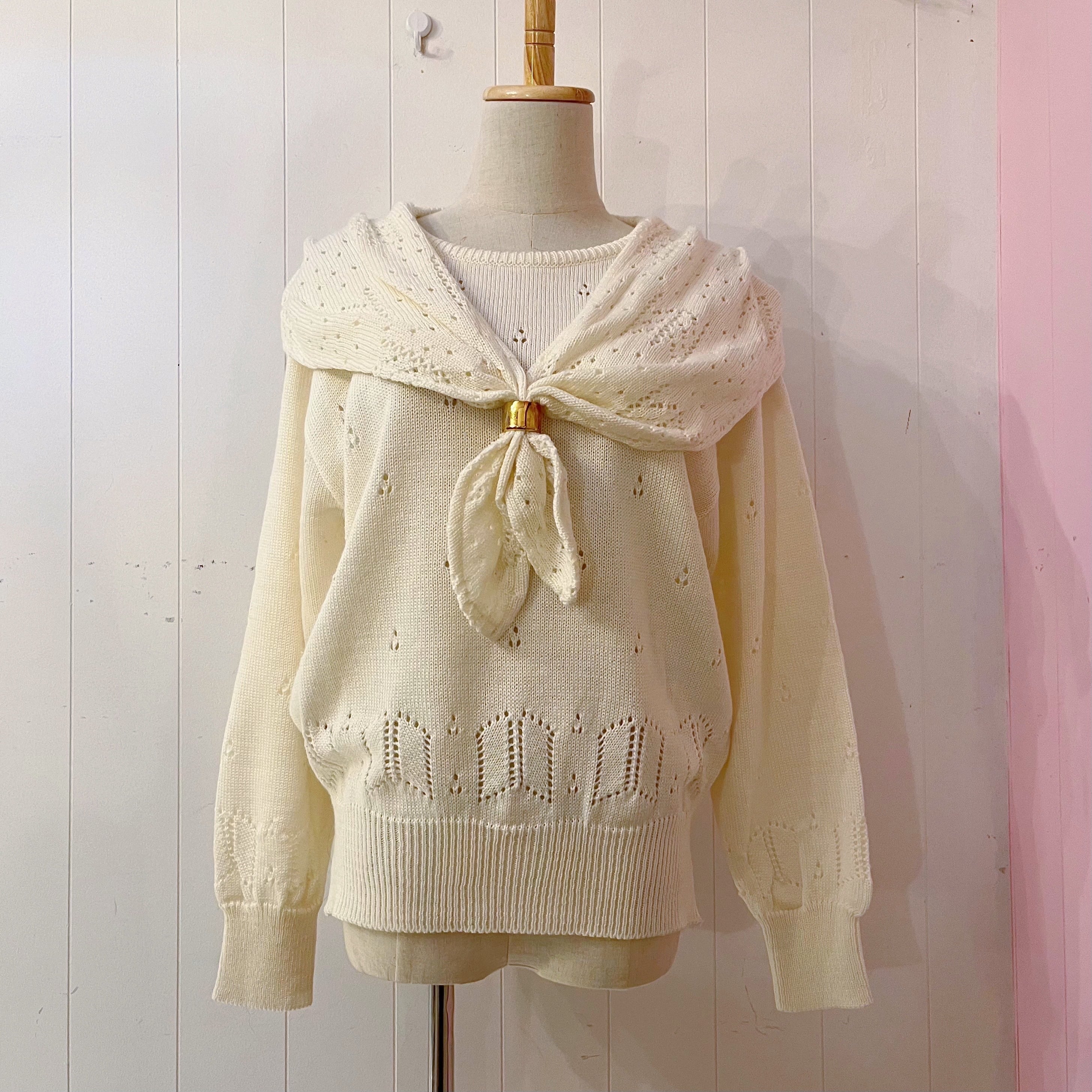 openwork sailor collar knit