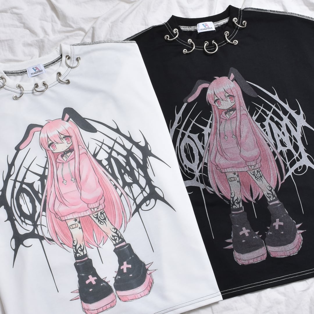 【4/29新着】リング付き ウサGIRLステッチTシャツ