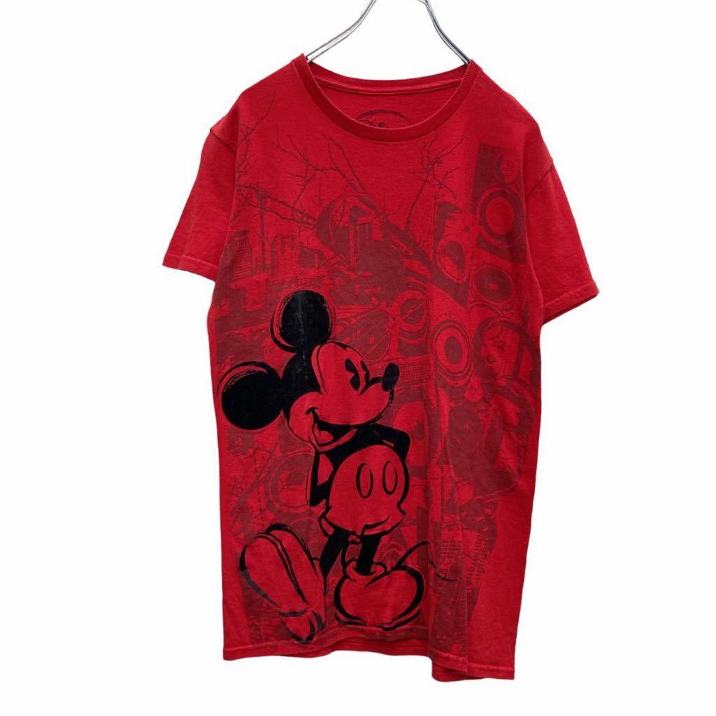 Disney 半袖 プリント Tシャツ S レッド ディズニー ミッキーマウス