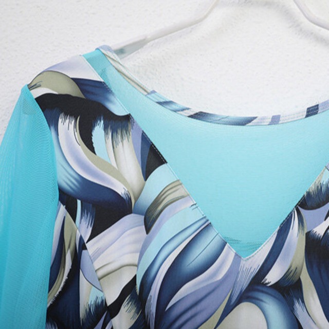 シースルースリーブ Aライン マキシ ダンスドレス　ds1502