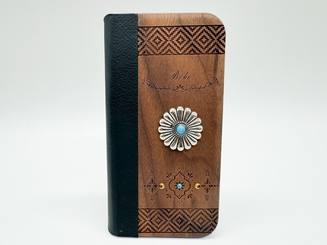 Boho tile/手帳型 wood case