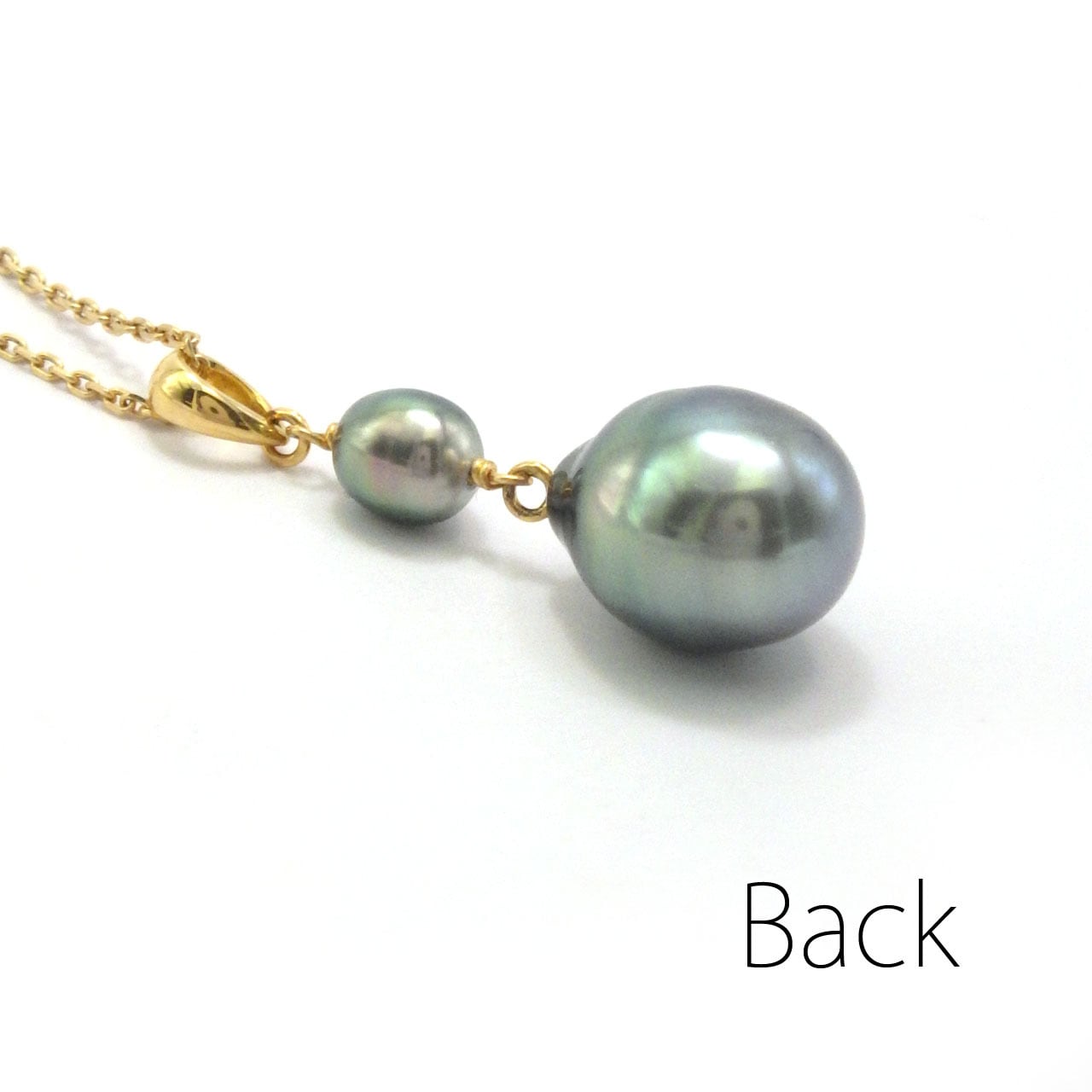 K18YG 南洋黒蝶真珠・黒蝶ケシ真珠 2ピース ペンダントトップ（KR60831