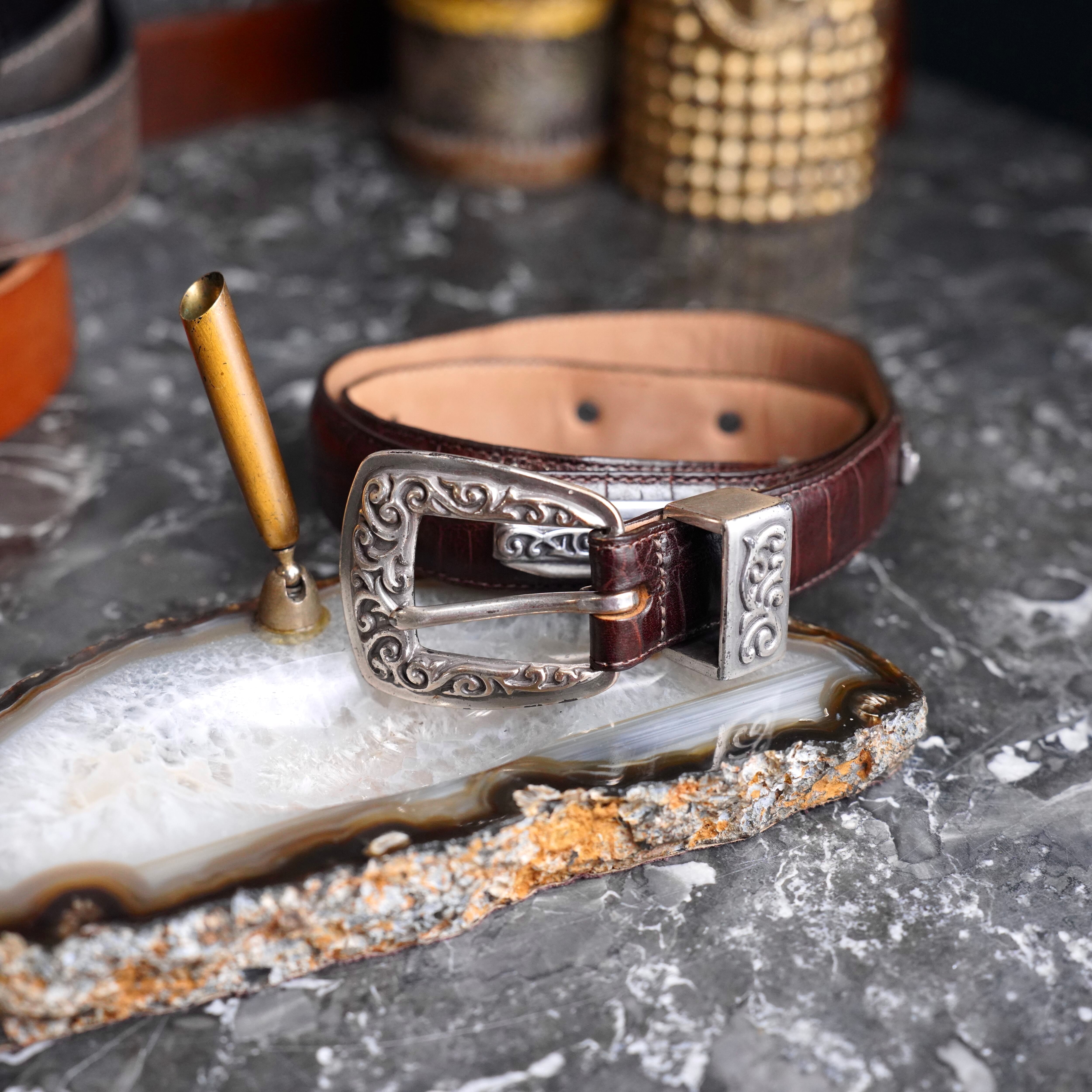 BRIGHTON★　USA VINTAGE ウエスタン　レザー　ベルト USA VINTAGE BRIGHTON BUCKLE DESIGN LEATHER BELT/アメリカ古着