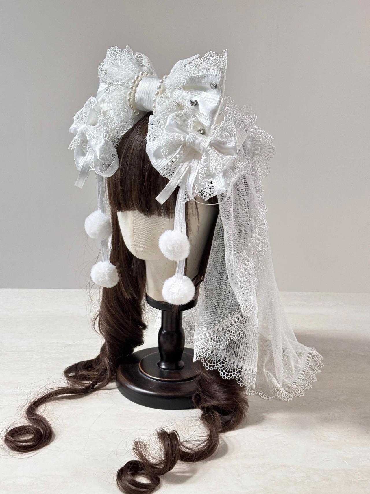♡【全4色】MAID 3way マシュマロリボンの夢色フリルレースリボンヘアクリップ white ♡