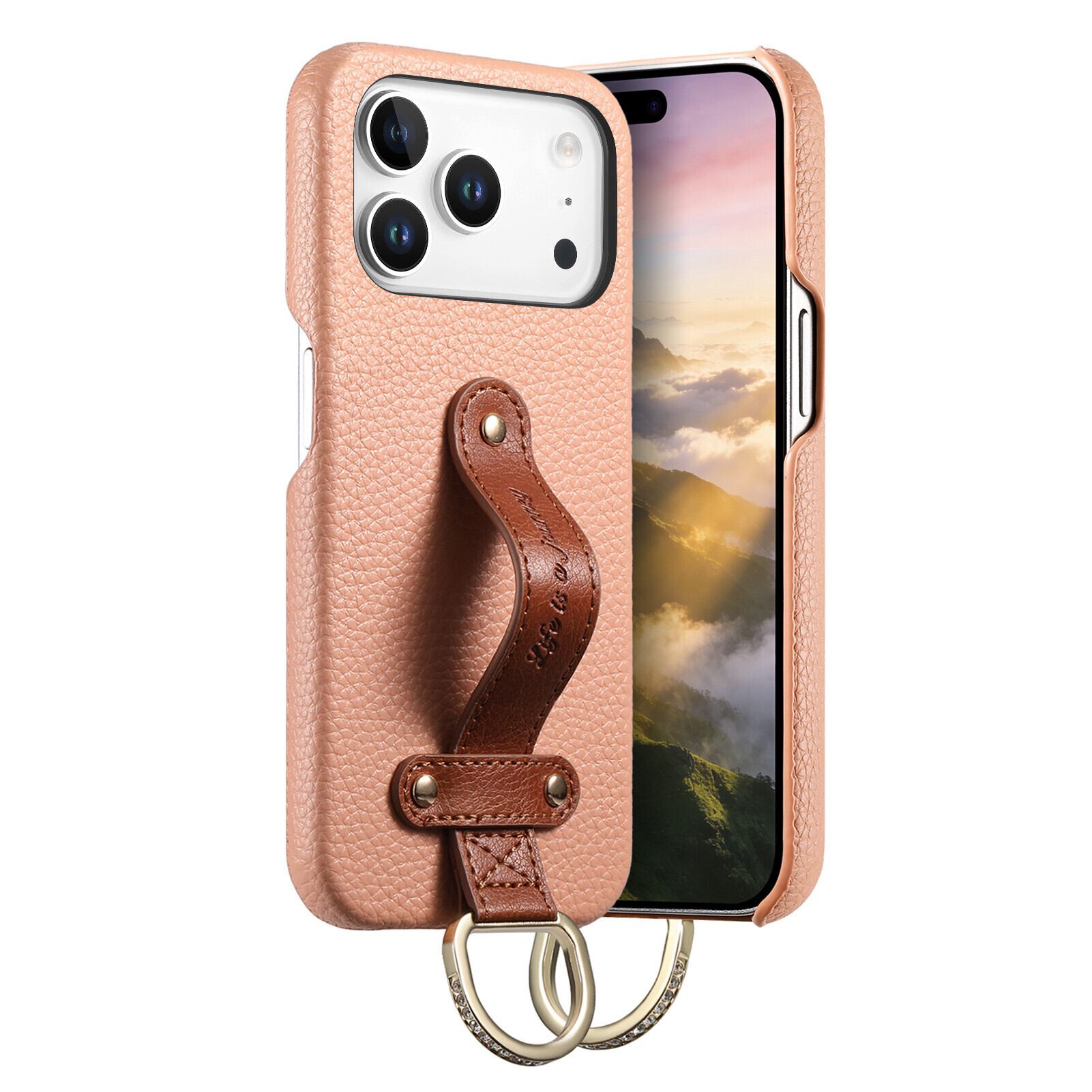 ベルト付 iPhone 17 16 15 14 13 12 ケース ラインストーンリング付