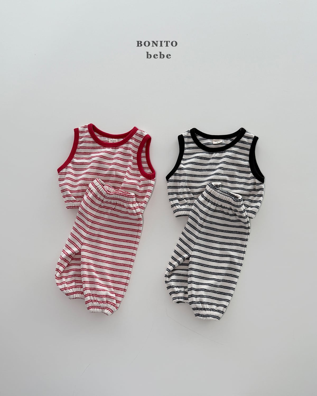 bebe stripe terry vest set【BONITO】※3月下旬〜4月上旬発送予定