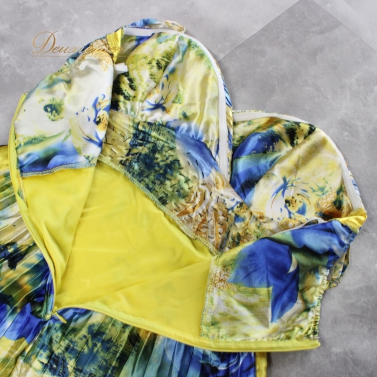 パーティドレス ロングドレス キャバドレス ナイトドレス ステージ衣装 dazzy queen クラブ カラオケ 発表会 演奏会 社交ダンス 青 黄色 ブルー系 イエロー系 花柄 薔薇 バラ ロング丈 膝丈 レディース おしゃれ フォーマル 伸縮性あり デザインドレス フラワープリント 花模様 目を引く お出かけ 特別な日 サイズフリー 着回し クリスマス 結婚式 パーティ 祝賀会