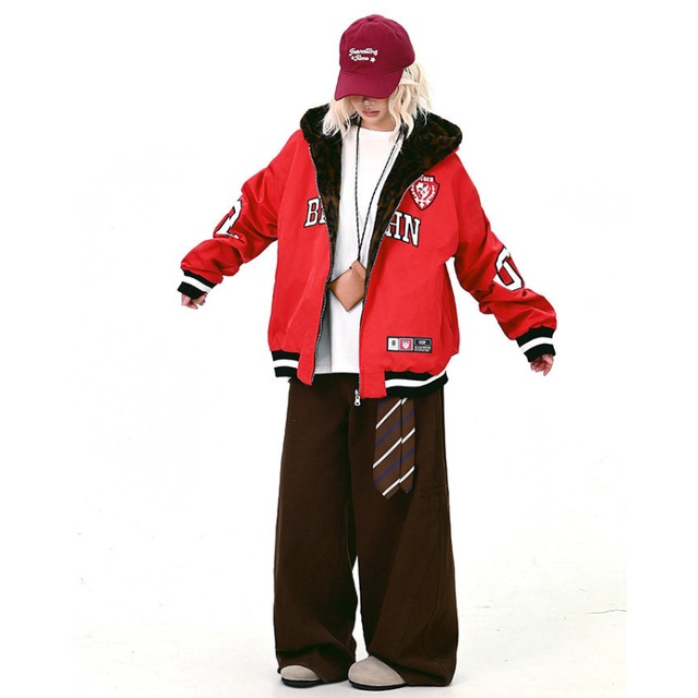 college x leopard reversible hoodie jacket　カレッジ×レオパードリバーシブルフーディジャケット　J1656