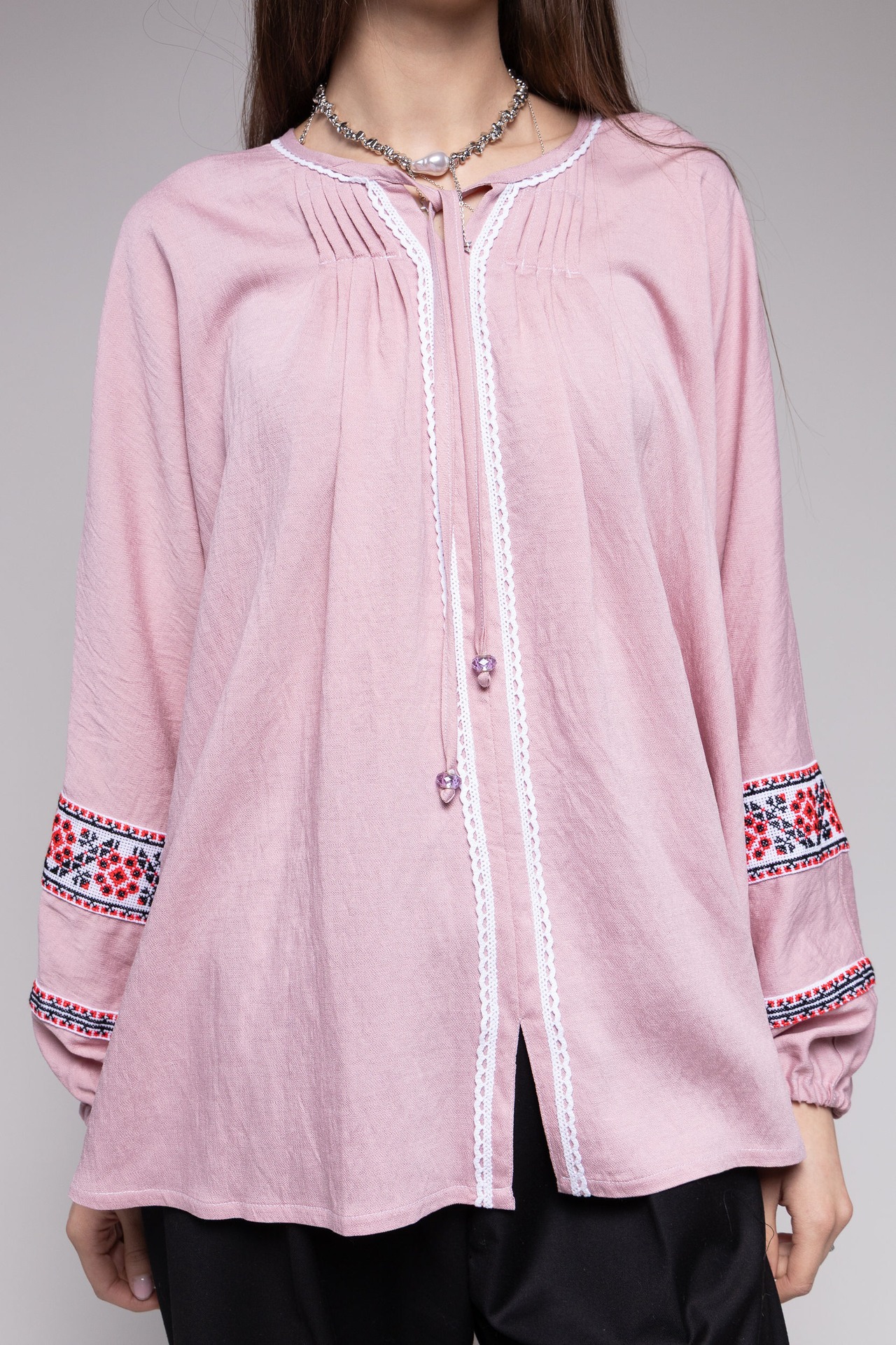 ウクライナ刺繍ヴィシヴァンカ　手刺繍　ボヘミアンリネン　レディース・フリーサイズ - 7