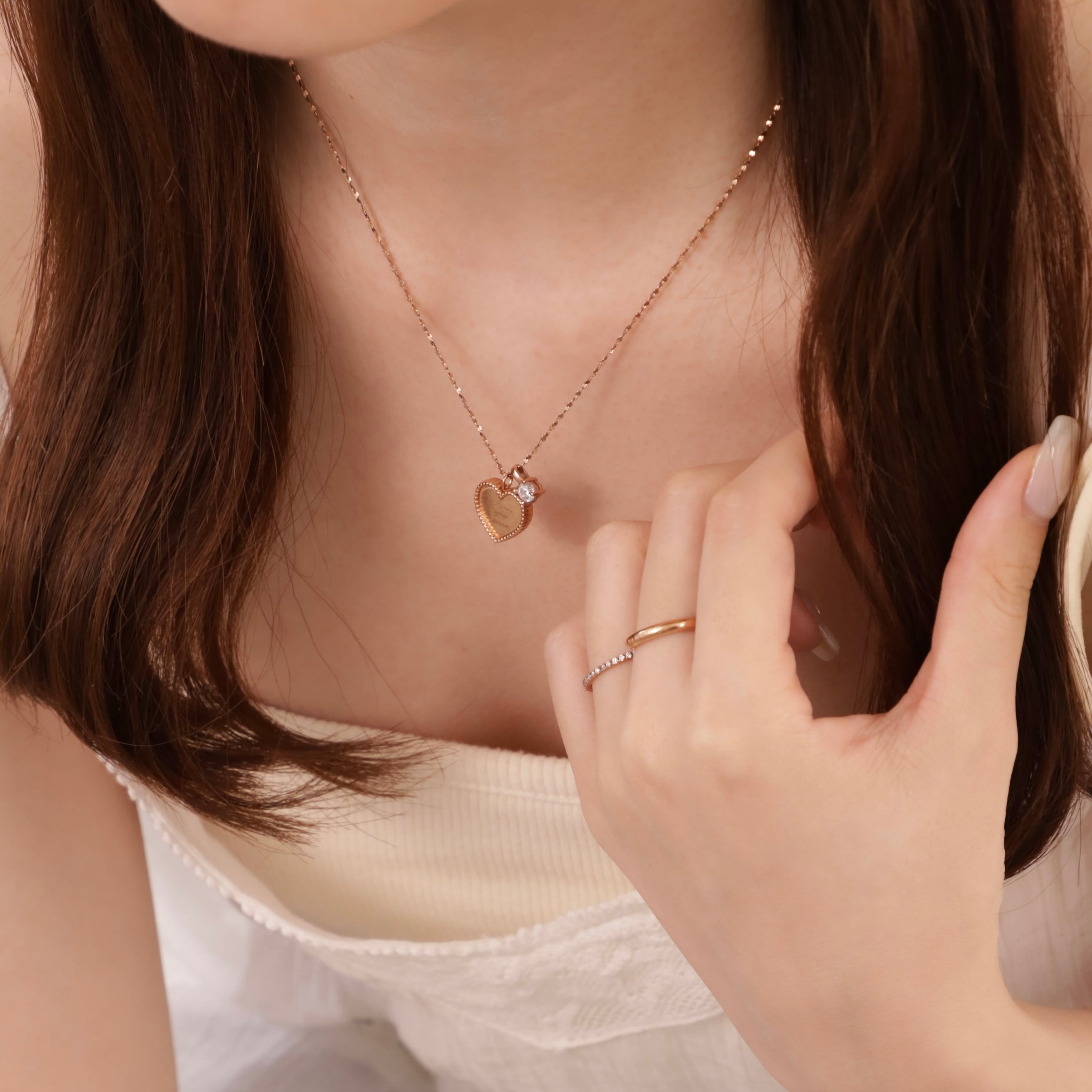 316L heart tag necklace （zirconia stone ver.） | apire