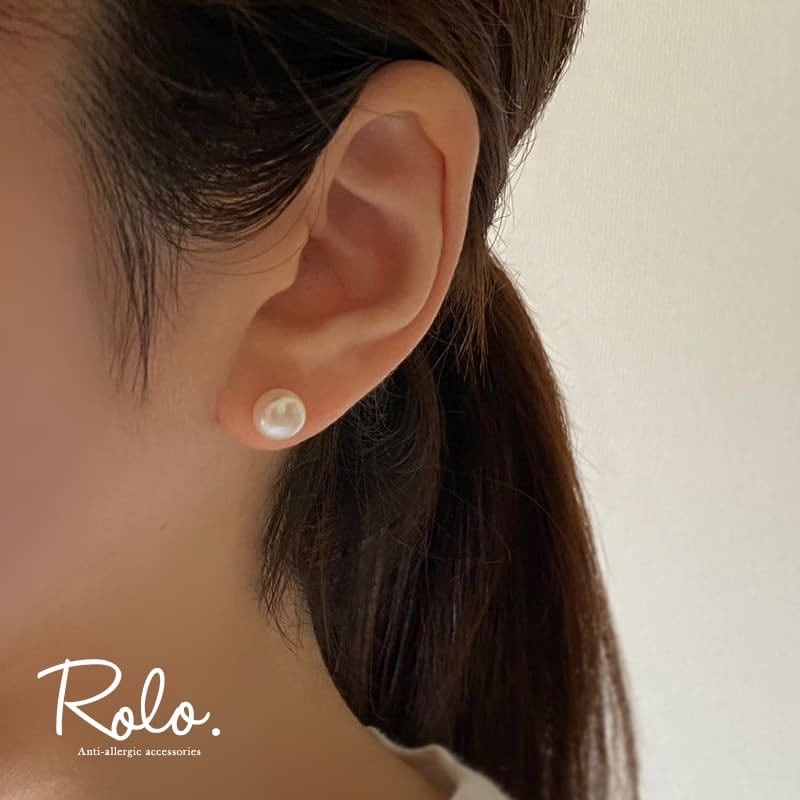 8mm 淡水パールスタッドピアス シルバー999 | Roloshop BASE店