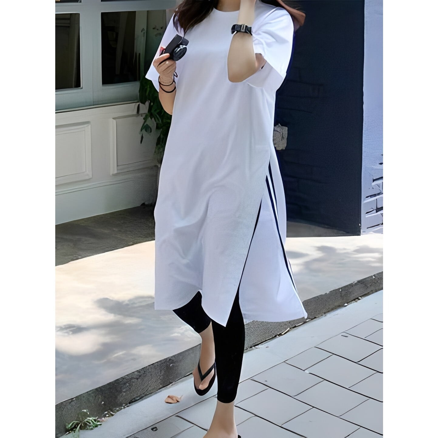 サイドスリット ロング丈Tシャツ RA3172