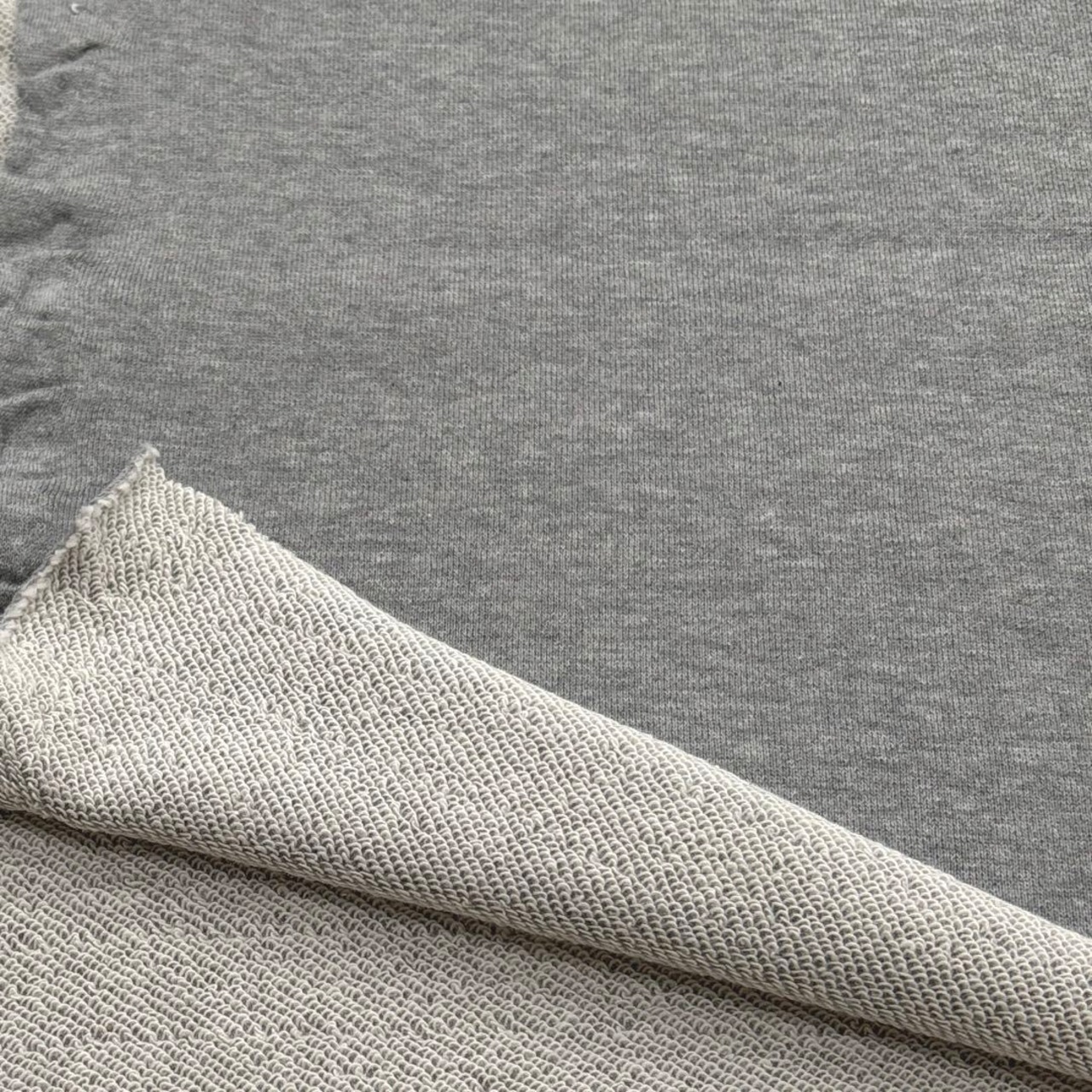 ★TC218◆2m◆綿100%裏毛ニット生地◆グレー