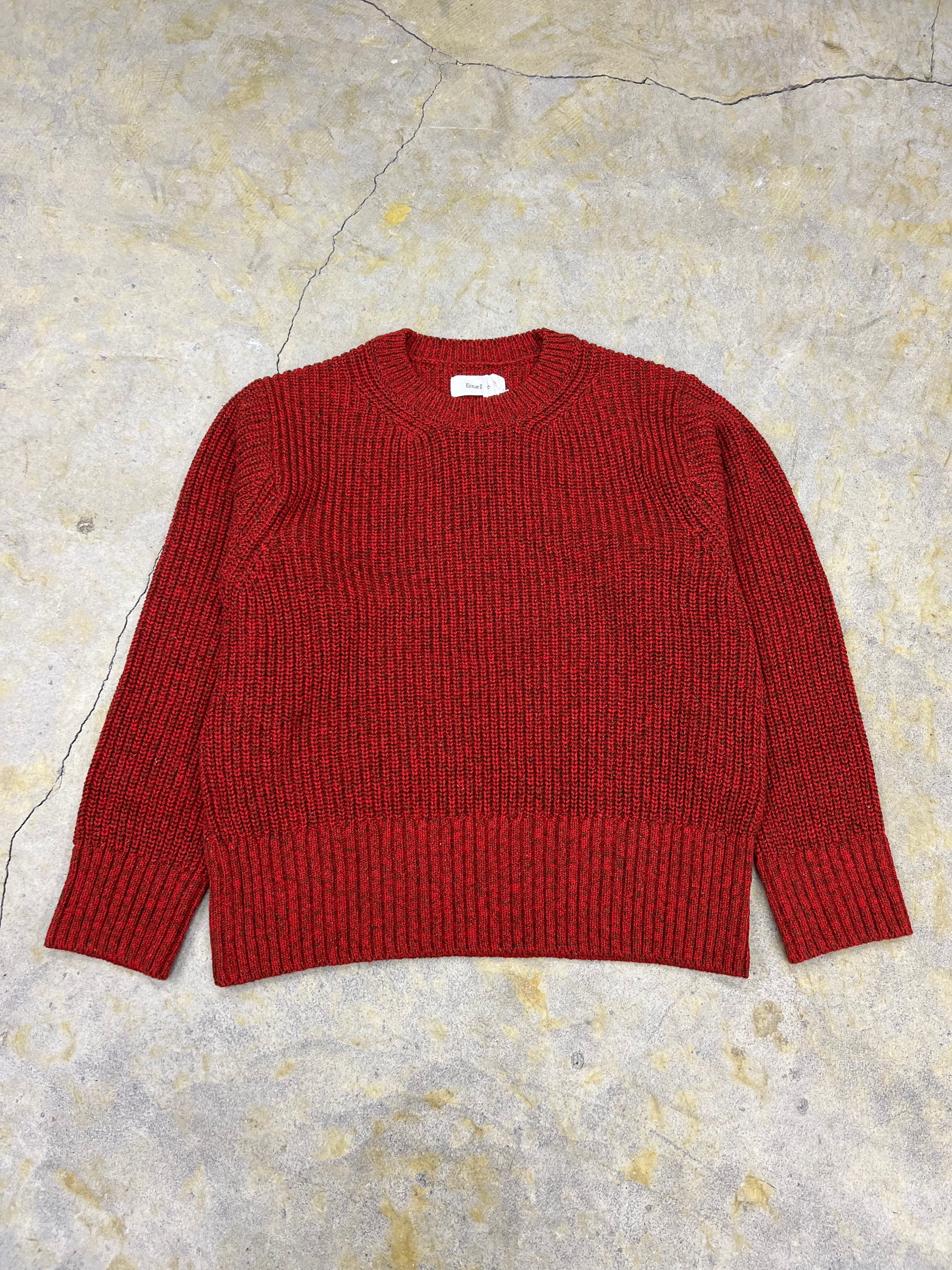 Ernie Palo | Cotton Silk P/O Rib Knit| Red | HOWDAY