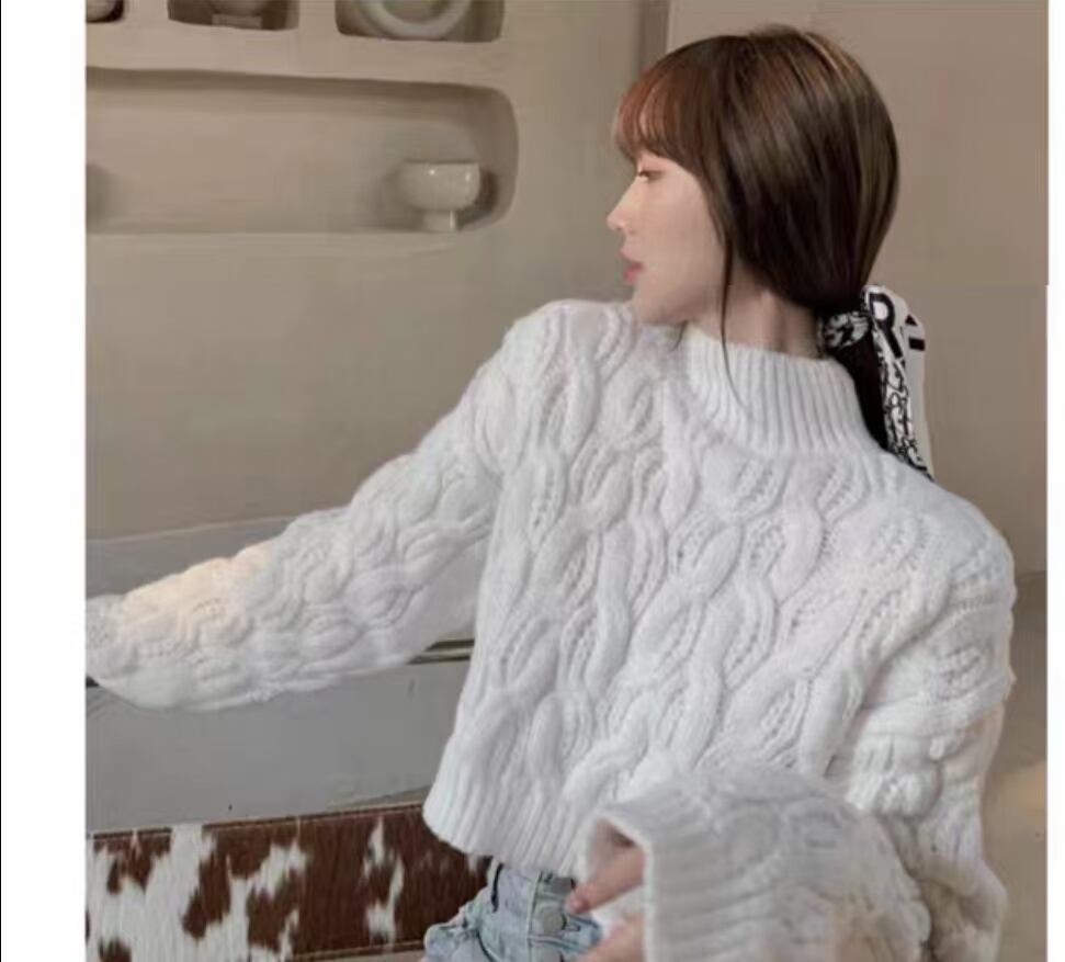 ゲーブル編み　ショート丈ニット　AJ1079-D02