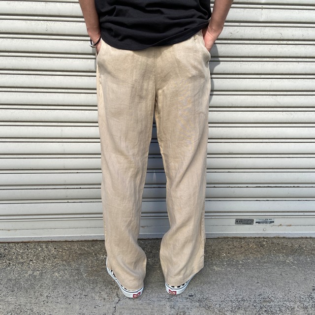 90s J.CREW ジェイクルー リネンスラックス W32L30 ベージュ