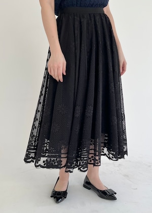 【GiGi viora】flower lace tulle skirt